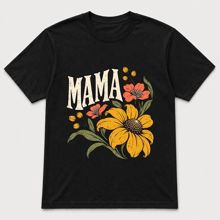 Mama with Yellow and Coral Flowers – Gildan 5000 T-Shirt