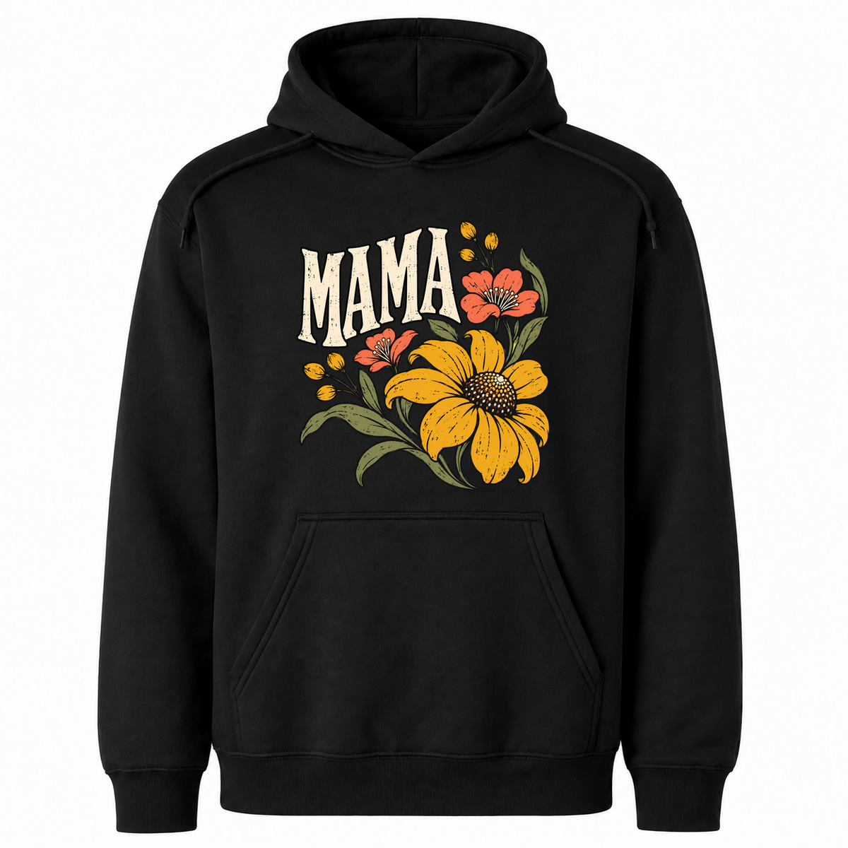 Mama with Yellow and Coral Flowers – Gildan 18500 Hoodie