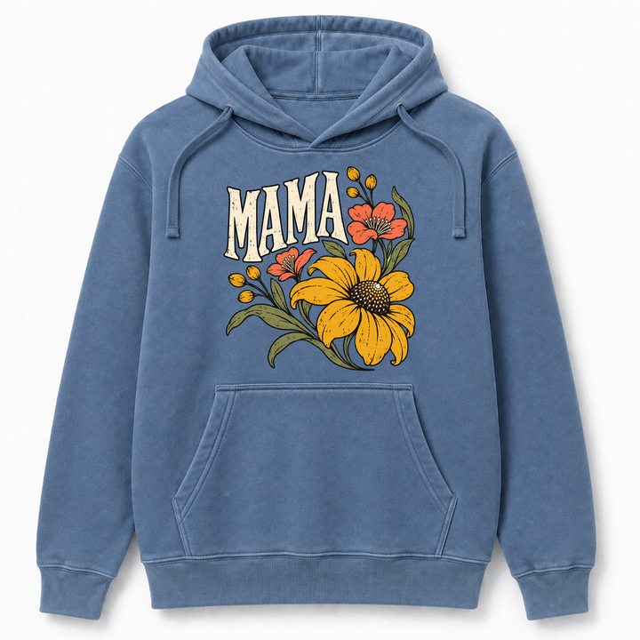 Mama with Yellow and Coral Flowers – Comfort Colors 1567 Hoodie