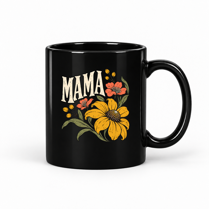 Mama with Yellow and Coral Flowers – Ceramic Mug 11oz