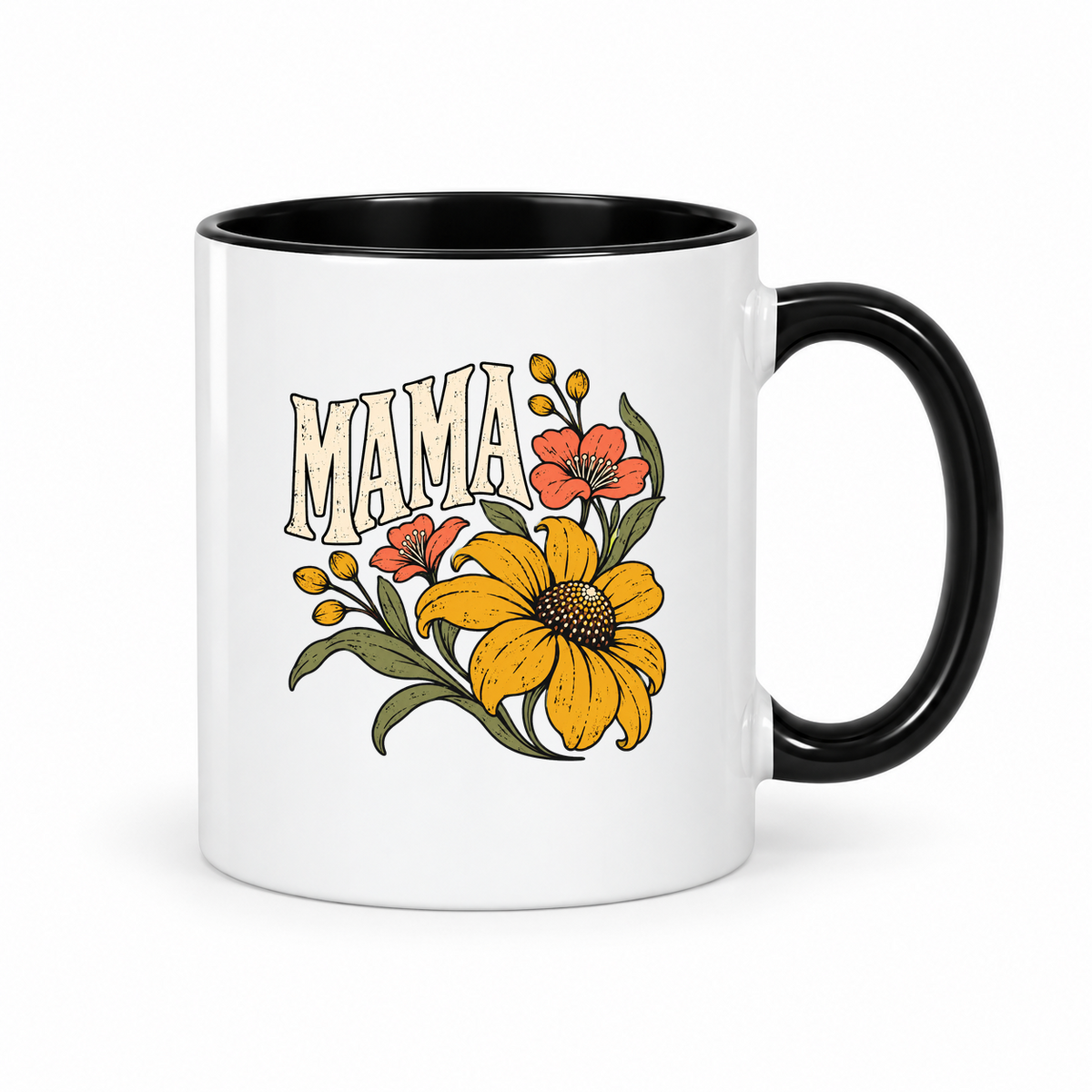 Mama with Yellow and Coral Flowers – Accent Mug 11oz